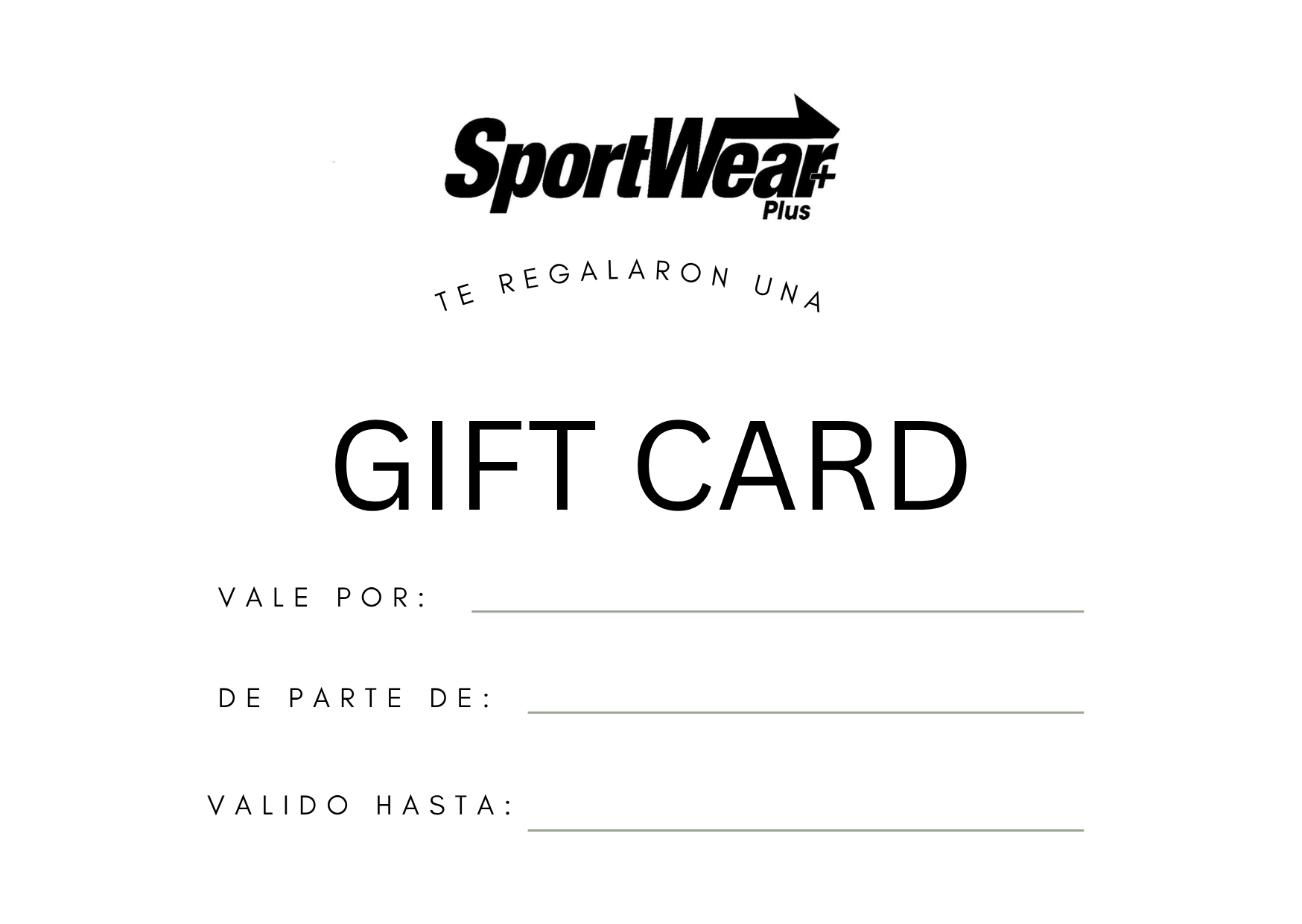 Gift Card Sportwear Plus